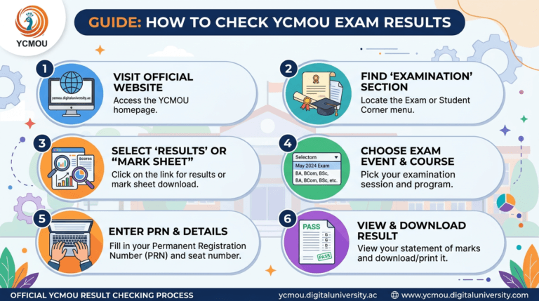 Six-step process for checking YCMOU exam results on digital university website